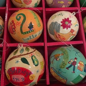 Set of 12 paper mache Christmas ornaments